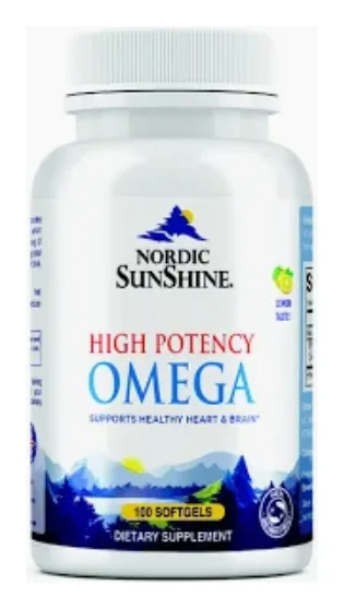 Nordic Sunshine High Potency Omega-3 1280mg - Heart, Brain, Joint & Skin Support, Triple Strength - 100 Softgels