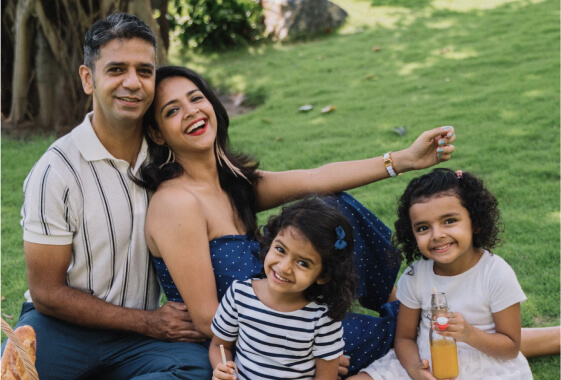 Healthy family using employer health benefits