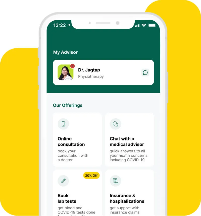 Aries Health mobile app medical advisor screen