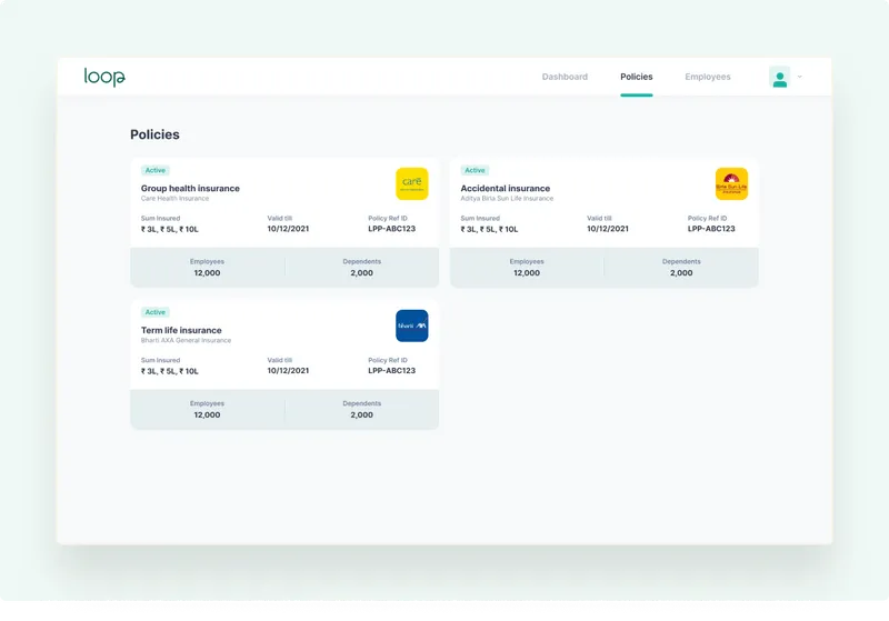 Policy command centre screen