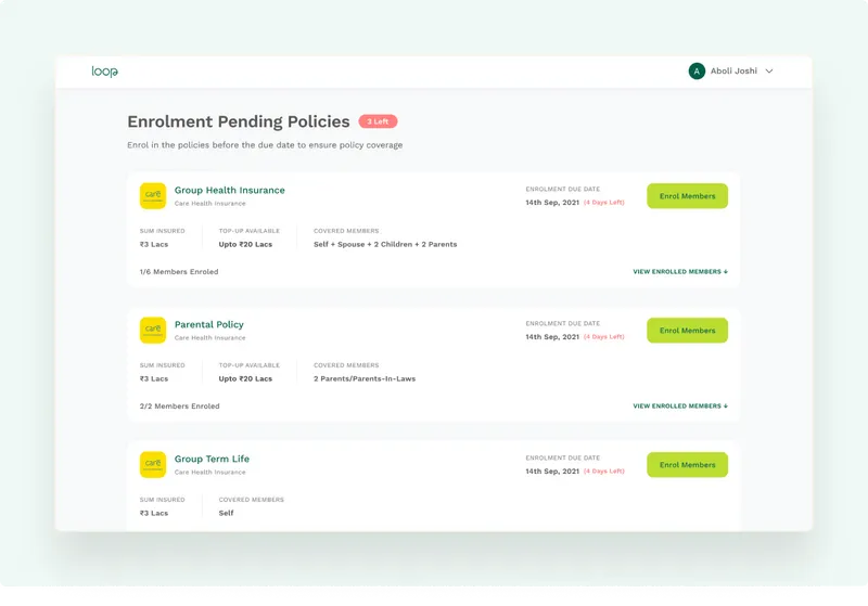 HRMS sync and endorsements screen